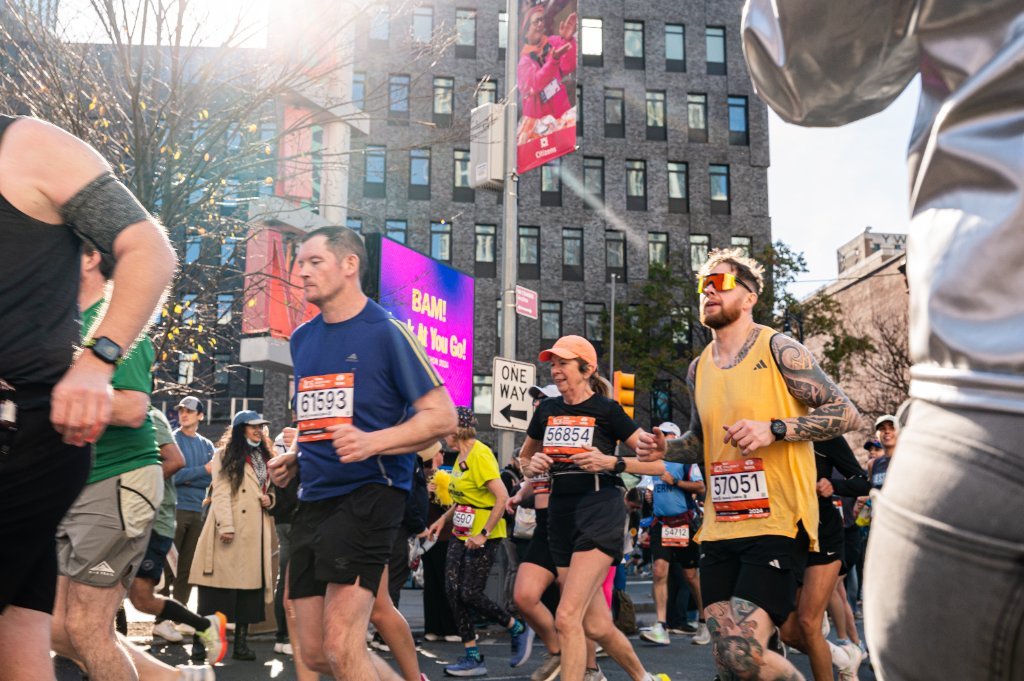 Runners racing through the city