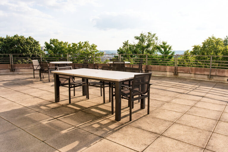 Outdoor terrace at the Cincinnati Art Museum in Eden Park