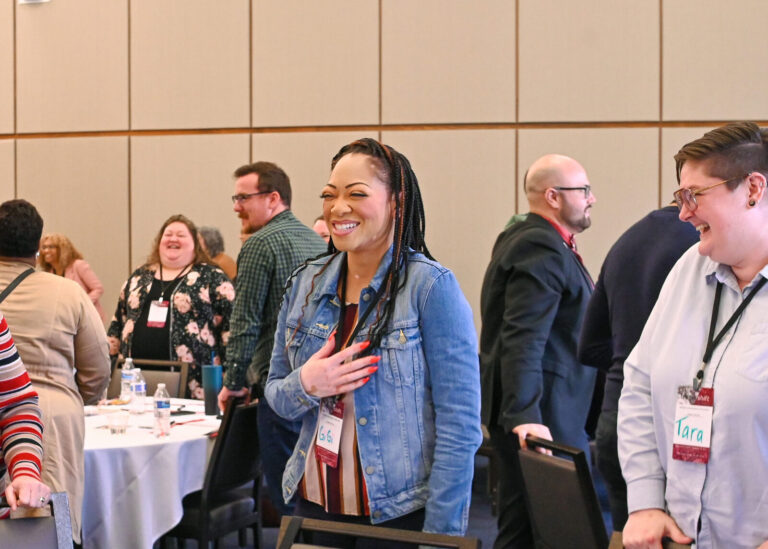 Attendees networking in the ballroom at the Dayton Convention Center