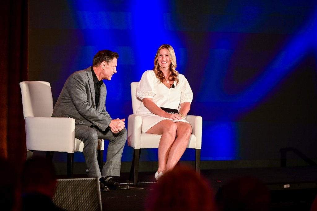 Fireside chat on stage at the NeoStella conference