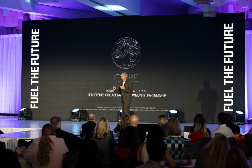 Oribe keynote on the Fuel the Future stage at Fort Lauderdale Marriott Harbor Beach