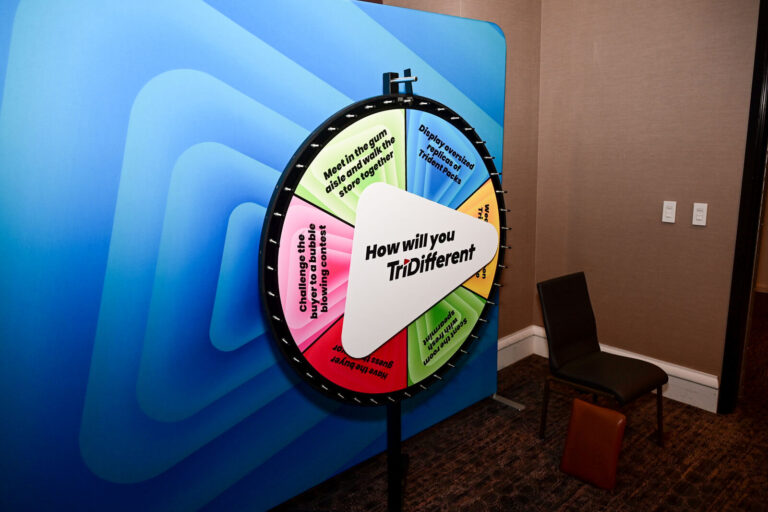 Branded prize wheel at the Perfetti Van Melle meeting at Renaissance Cincinnati