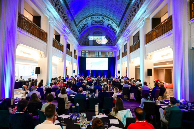 Grand ballroom at Renaissance Cincinnati Downtown set for a general session