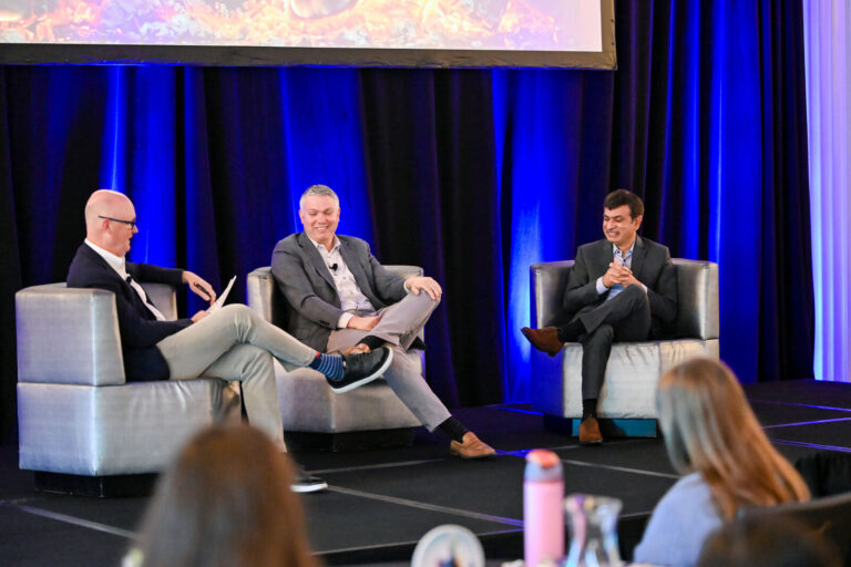 Panel discussion on stage at the Perfetti Van Melle meeting