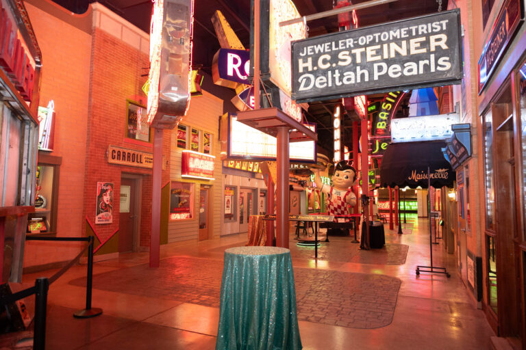 Neon Main Street in the museum at the P&G Baby Care celebration, American Sign Museum Cincinnati