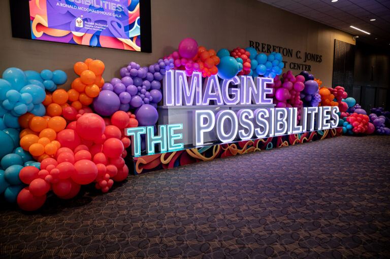 Imagine the Possibilities balloon installation at the Ronald McDonald House Charities gala, Northern Kentucky Convention Center