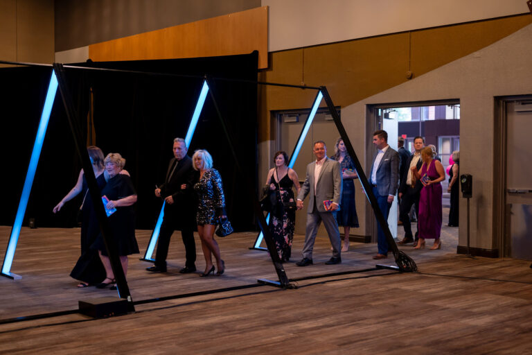 Guests arriving through the lighted entrance at the Ronald McDonald House Charities gala, Northern Kentucky Convention Center