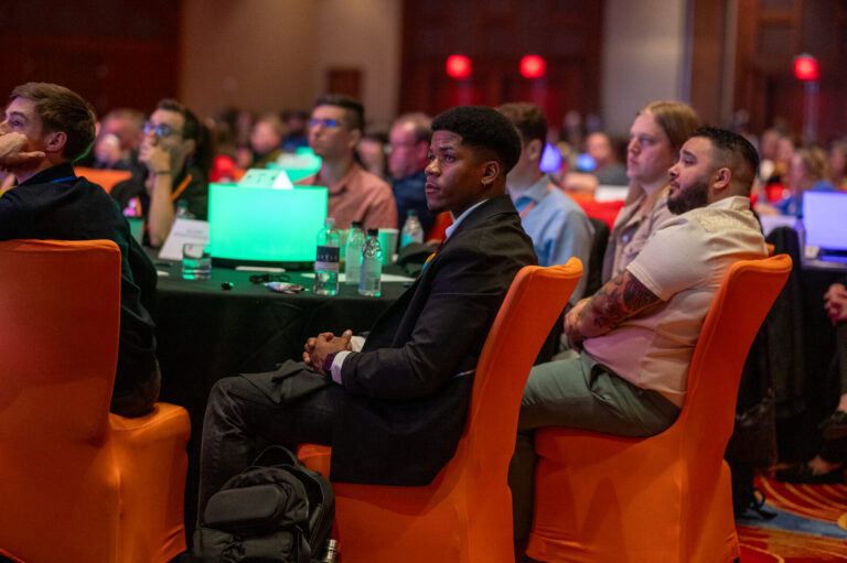 Attendees at tables during a session at the Zeno Group P&G GABLE event, Hard Rock Casino Cincinnati